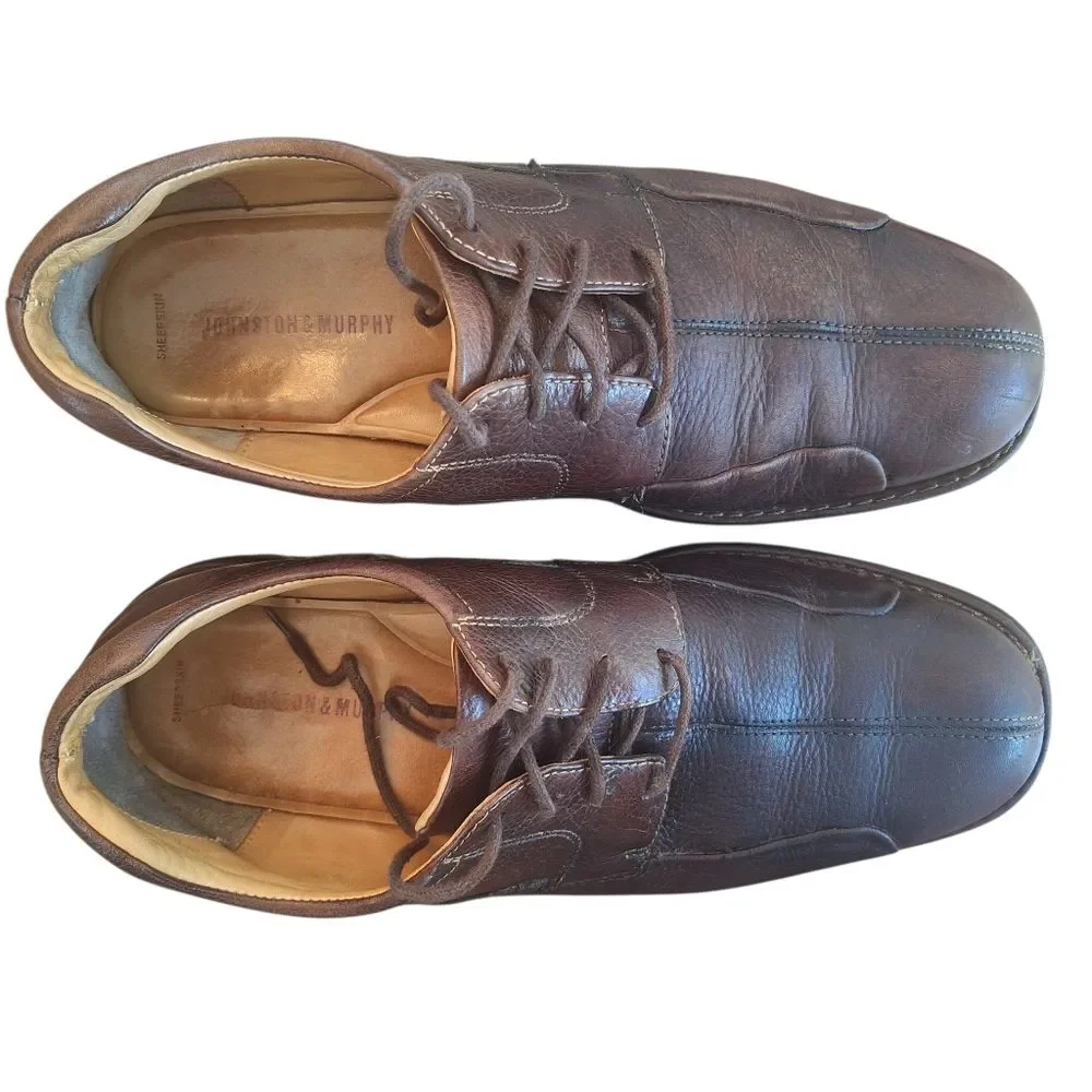 JOHNSTON & MURPHY Shuler Bicycle Brown Pebble Lace-up Size 10M Comfort & Style